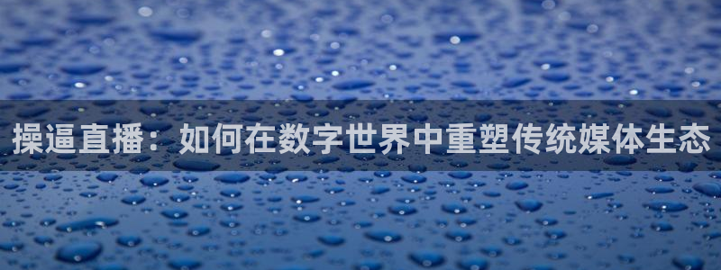 新球：操逼直播：如何在数字世界中重塑传统媒体生态